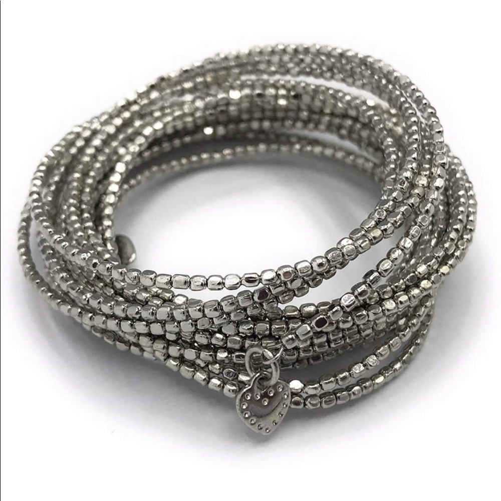 Stella & Dot Silver Plated Bardot Silver Spiral Sparkly Bangle Bracelet